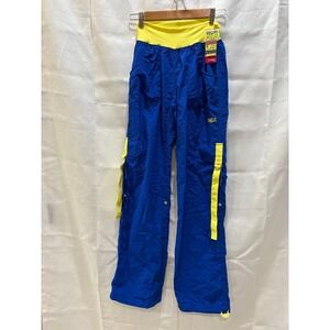 Zumba Wear Athletic Cargo Pants Royal Blue Yellow Accents Women's Small